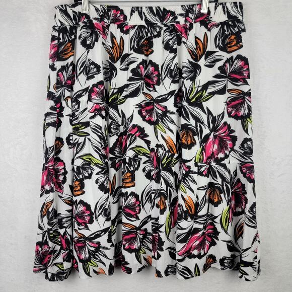 Whimsigoth Midi 18 20 Skirt Pull On Line Flare Casual Colorful Floral Fairy - Picture 1 of 7